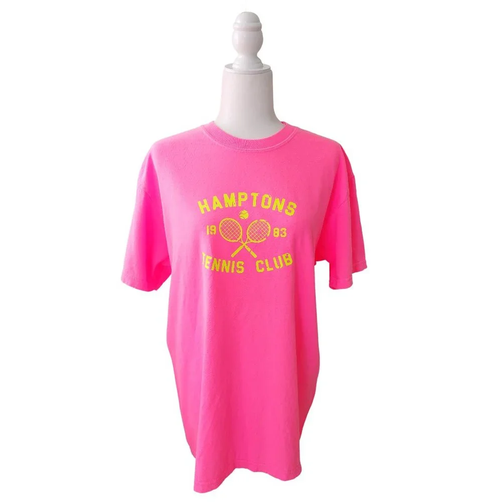 Neon Pink Hamptons Tennis Club T-Shirt - Picture 6 of 7